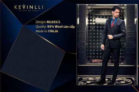 ML655/2 Vercelli CXM - Vải Suit 95% Wool - Xanh Dương Trơn